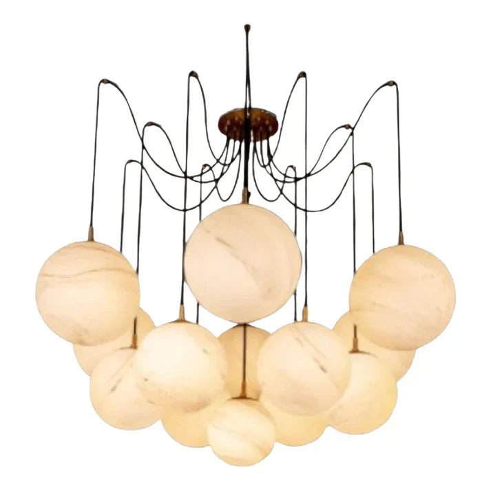 Terry Spider Alabaster Ball Chandelier, Luxurious Alabaster Chandelier - Blushlighting