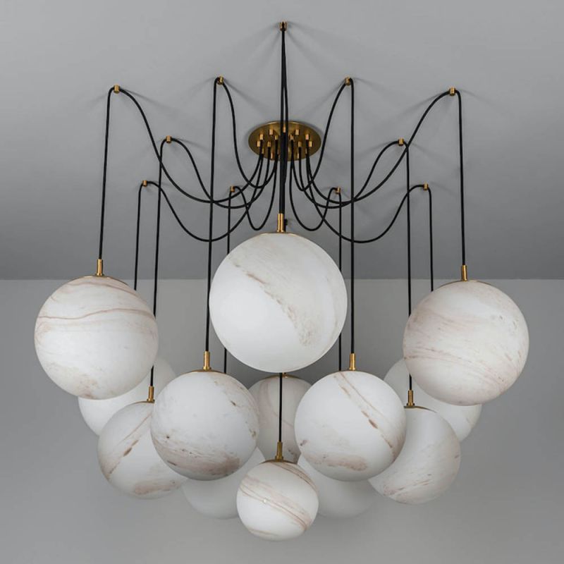 Terry Spider Alabaster Ball Chandelier, Luxurious Alabaster Chandelier - Blushlighting