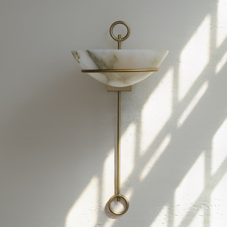 Tether Alabaster Wall Light - Diameter 10.2 in x H 21.7 inGold & WhiteBlushlighting