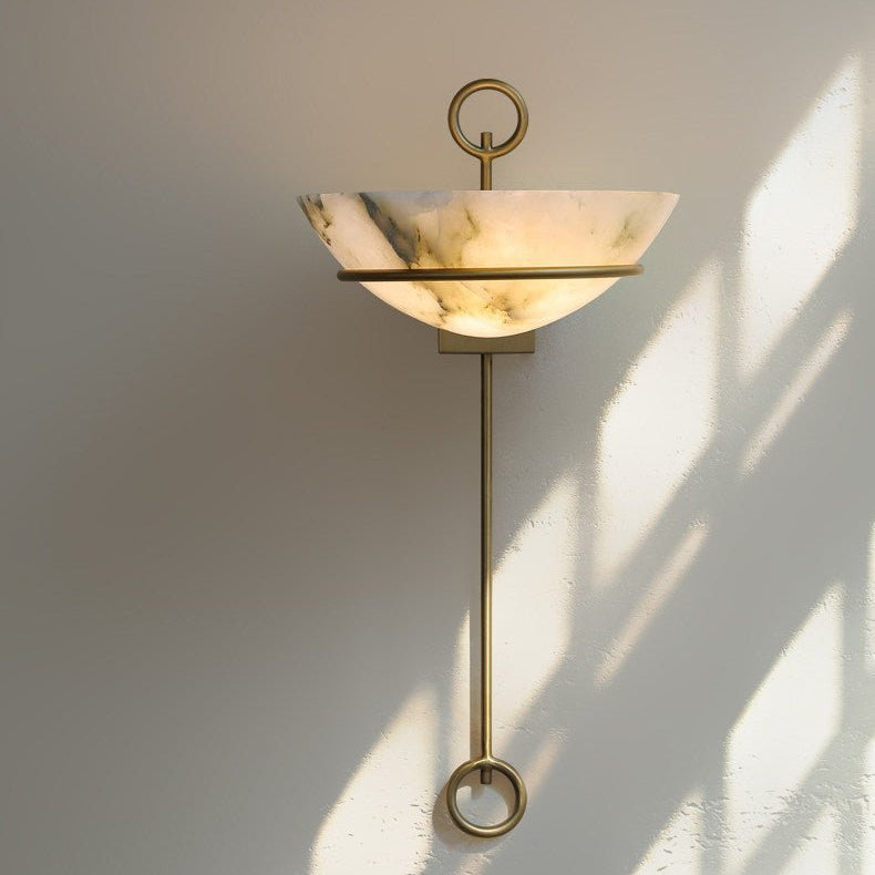 Tether Alabaster Wall Light - Diameter 10.2 in x H 21.7 inGold & WhiteBlushlighting