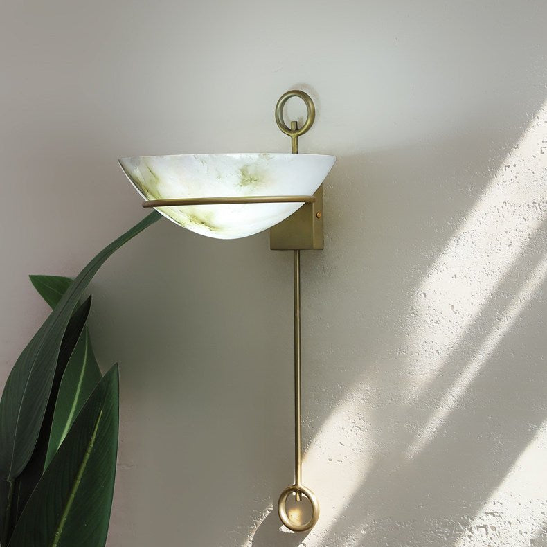 Tether Alabaster Wall Light - Diameter 10.2 in x H 21.7 inGold & WhiteBlushlighting