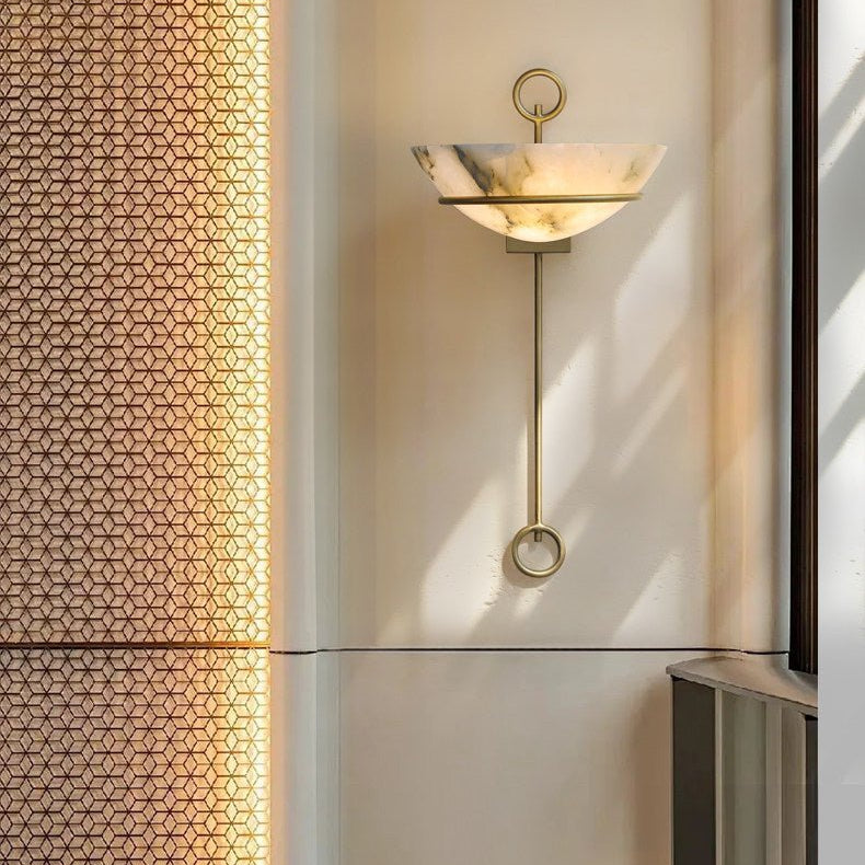 Tether Alabaster Wall Light - Diameter 10.2 in x H 21.7 inGold & WhiteBlushlighting