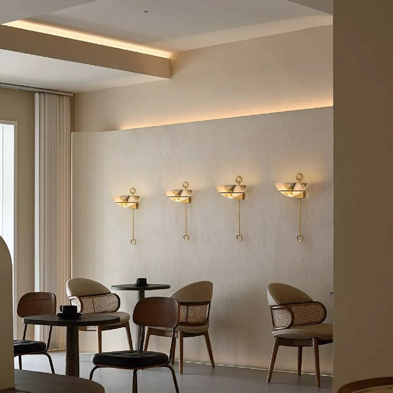 Tether Alabaster Wall Light - Diameter 10.2 in x H 21.7 inGold & WhiteBlushlighting