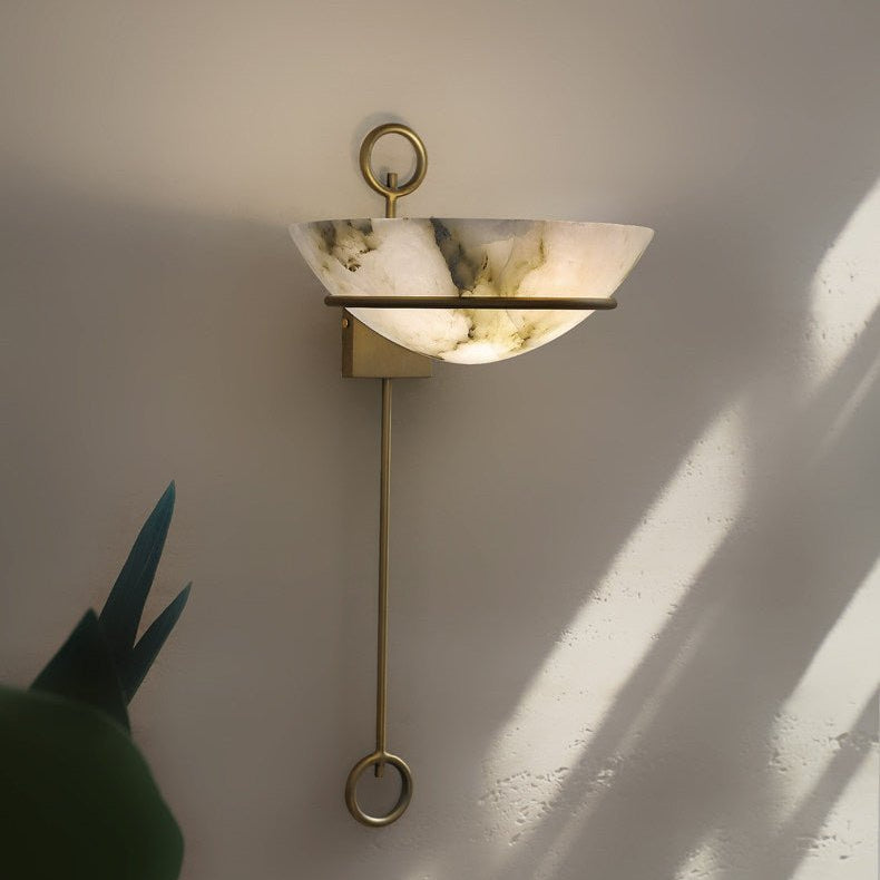 Tether Alabaster Wall Light - Diameter 10.2 in x H 21.7 inGold & WhiteBlushlighting
