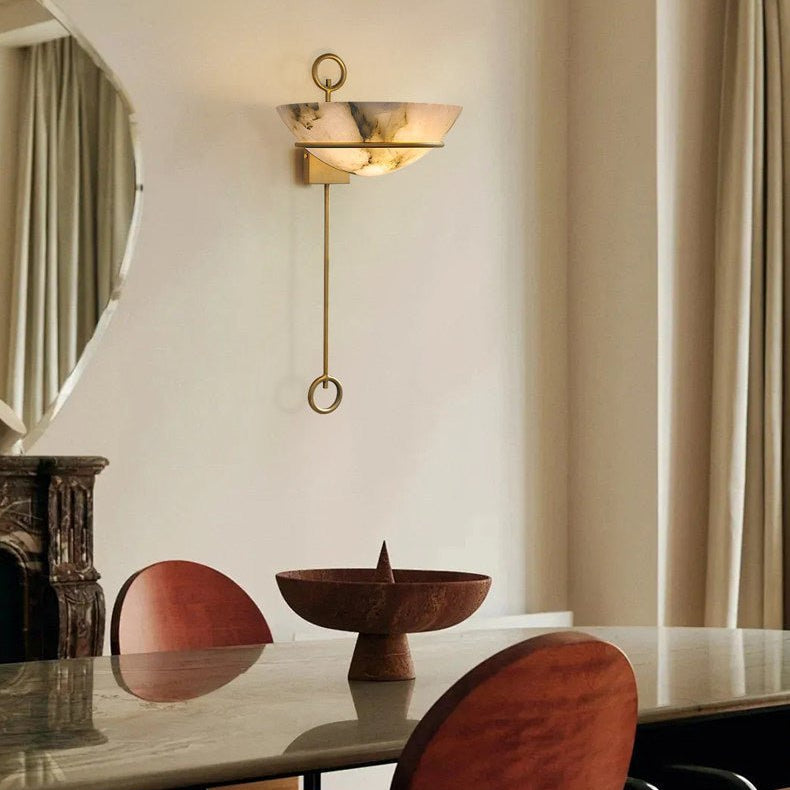Tether Alabaster Wall Light - Diameter 10.2 in x H 21.7 inGold & WhiteBlushlighting