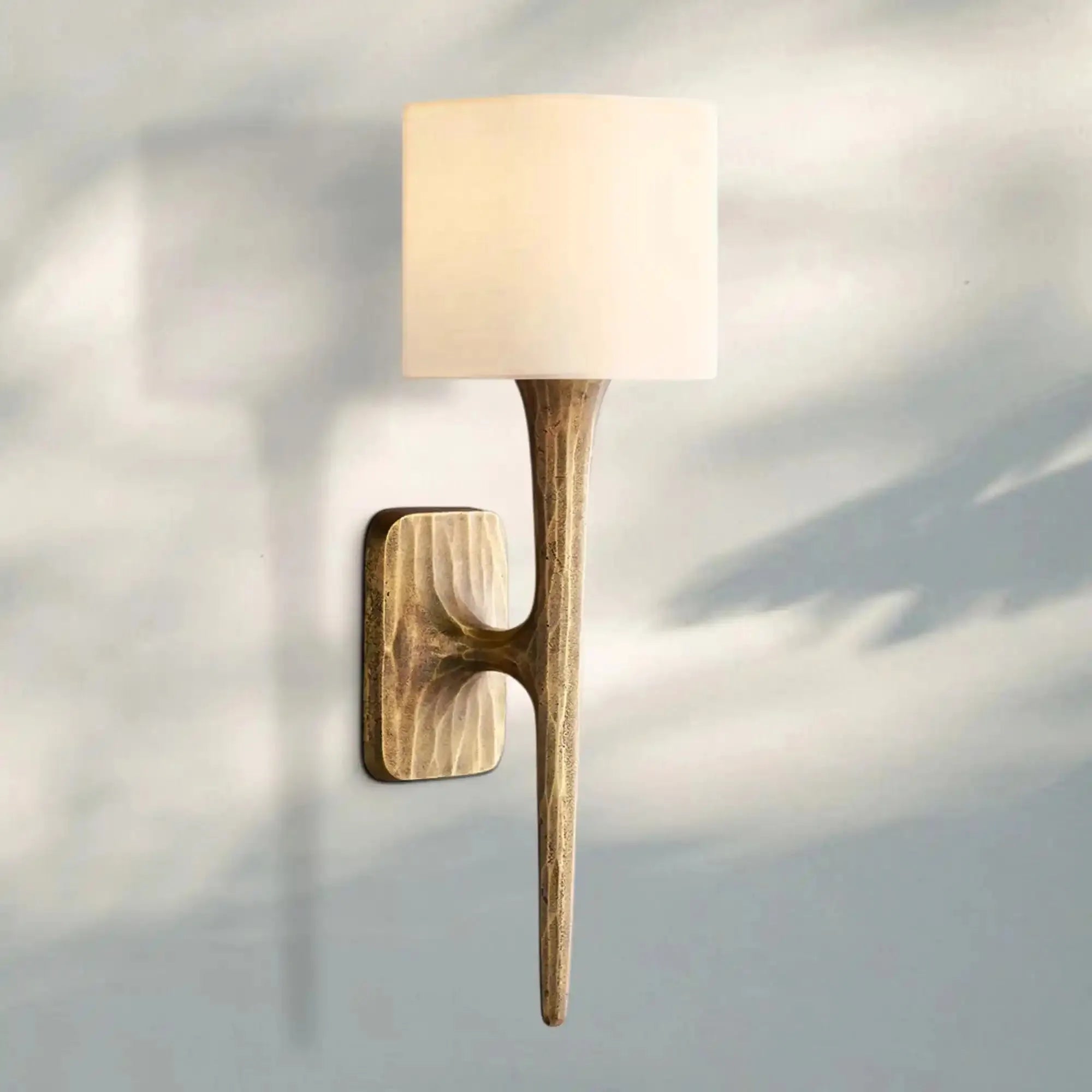 Thaddaus Grand Shaded Sconce-Forged Brass-