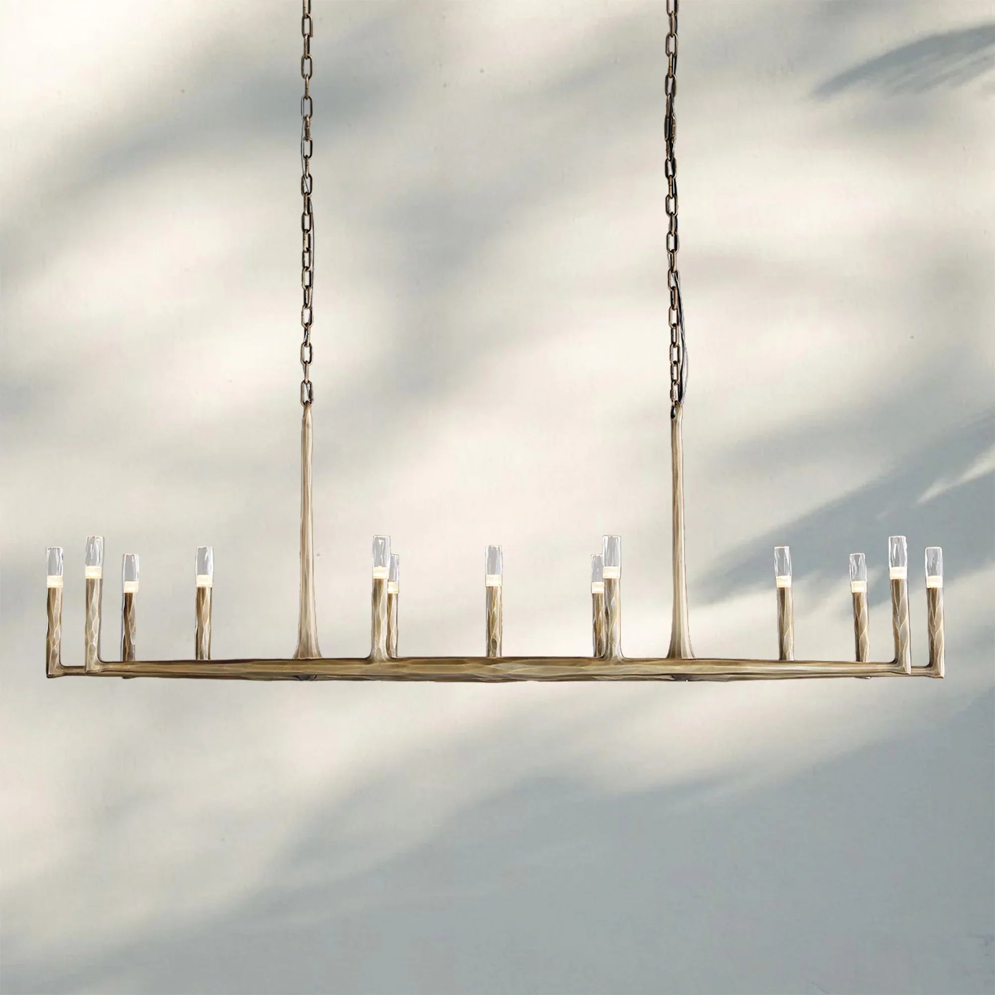 Thaddaus Hand-Forged Rectangle Chandelier 54'' 72''-72''-Brass-