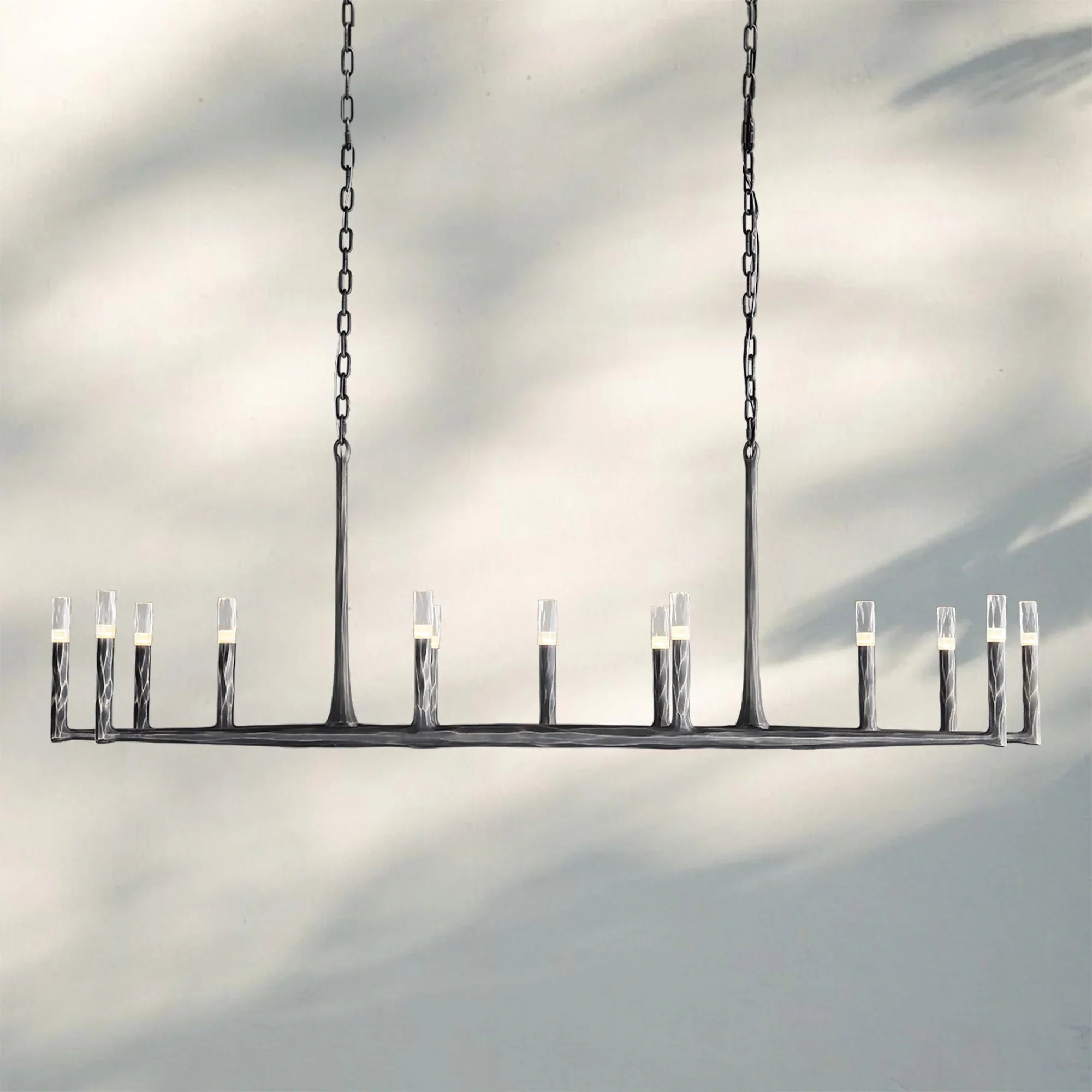 Thaddaus Hand-Forged Rectangle Chandelier 54'' 72''-72''-Bronze-