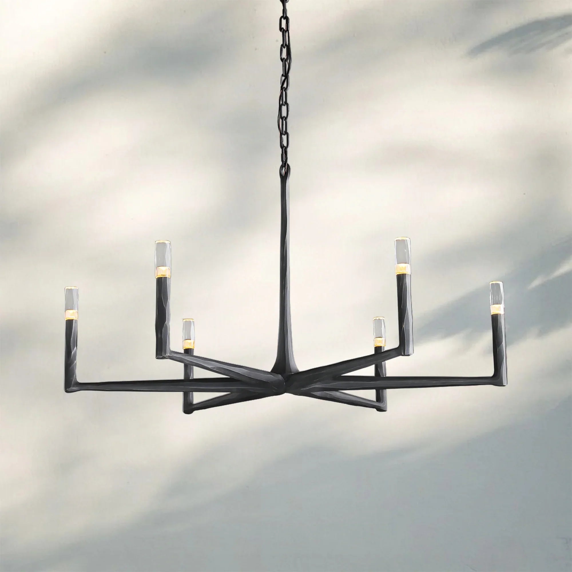 Thaddaus Hand-Forged Round Chandelier Stylish Hanging Light for Dining Area-