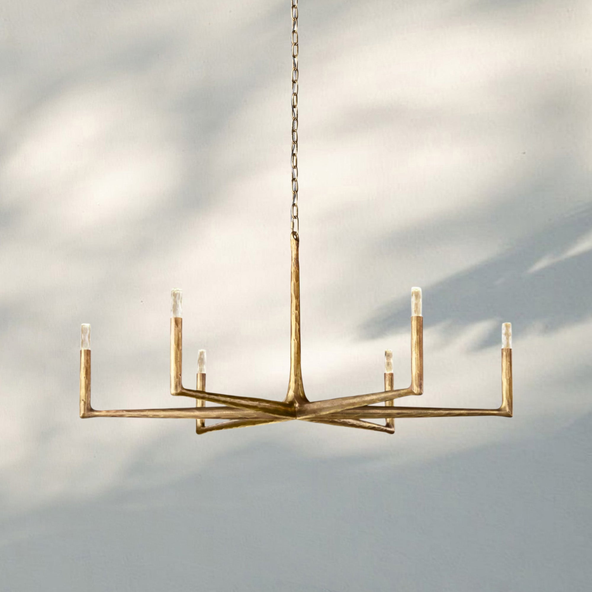 Thaddaus Hand-Forged Round Chandelier Stylish Hanging Light for Dining Area-48''-Brass-