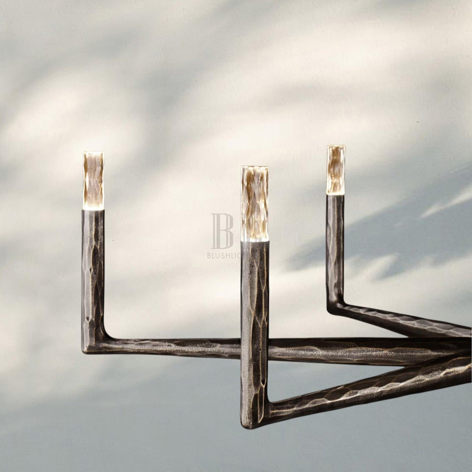 Thaddaus Hand-Forged Round Chandelier Stylish Hanging Light for Dining Area-