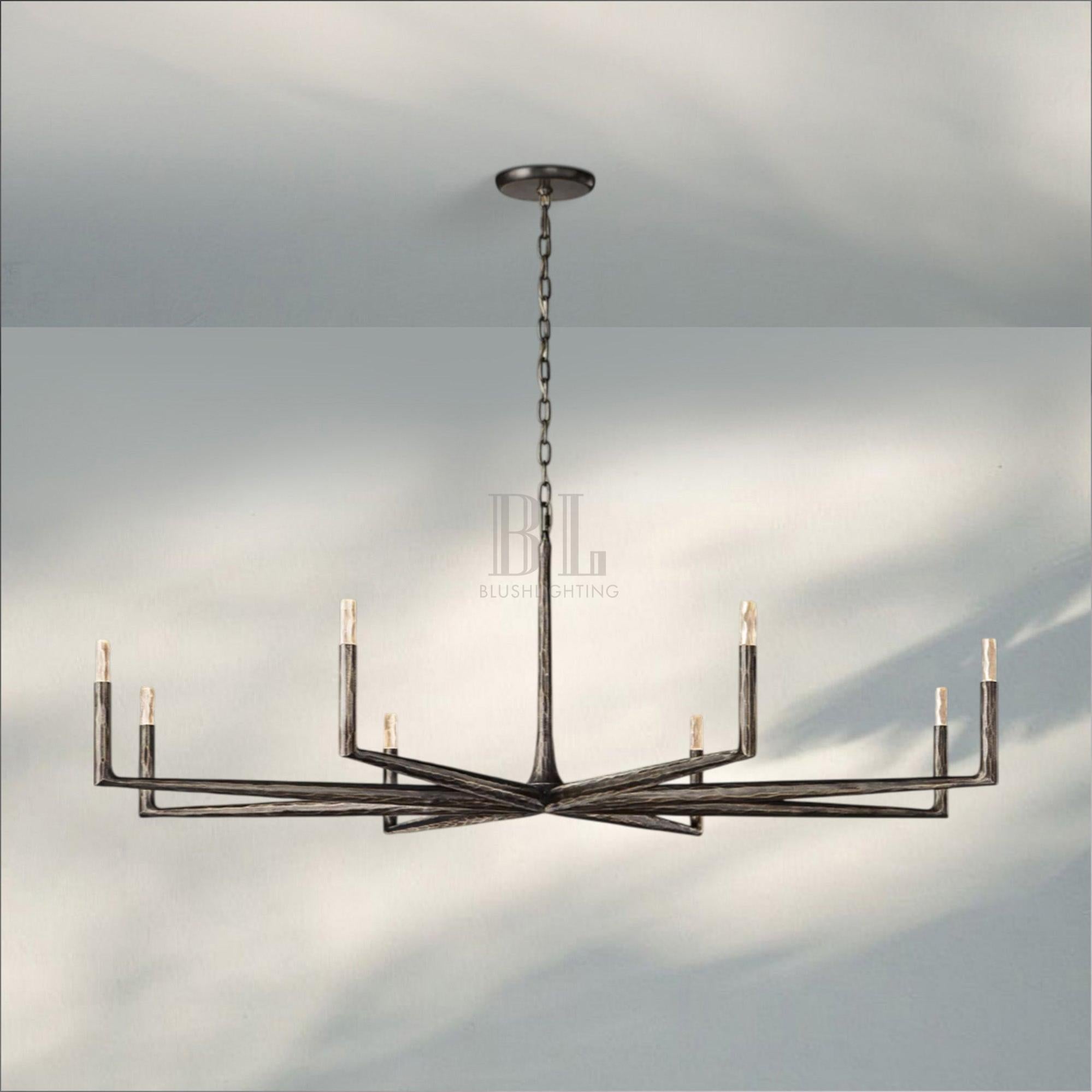 Thaddaus Hand-Forged Round Chandelier Stylish Hanging Light for Dining Area-72''-Bronze-