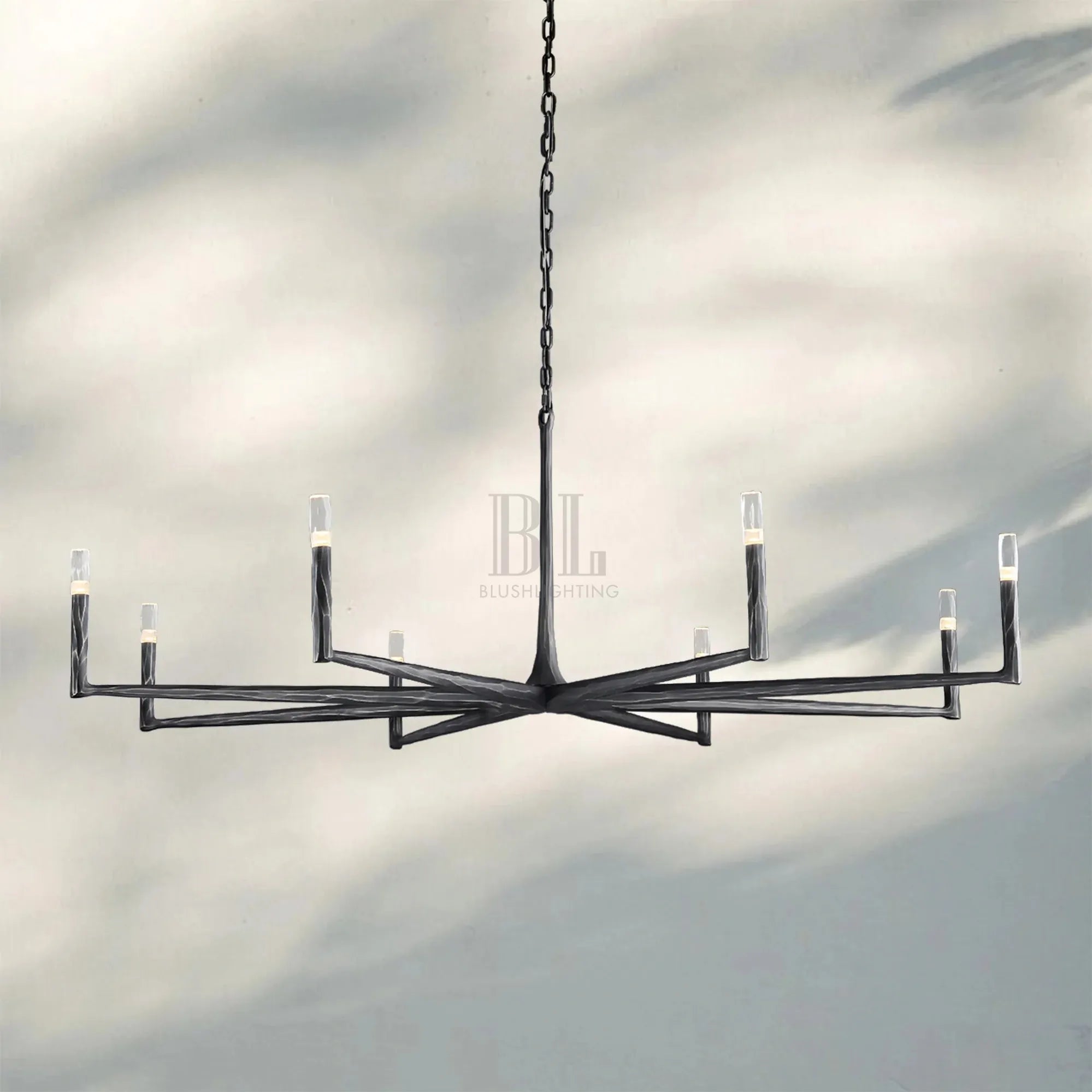 Thaddaus Hand-Forged Round Chandelier Stylish Hanging Light for Dining Area-60''-Bronze-