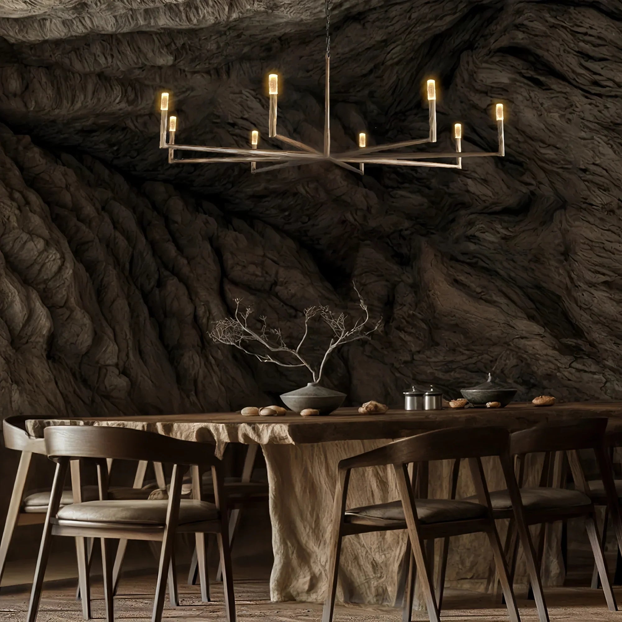 Thaddaus Hand-Forged Round Chandelier Stylish Hanging Light for Dining Area-