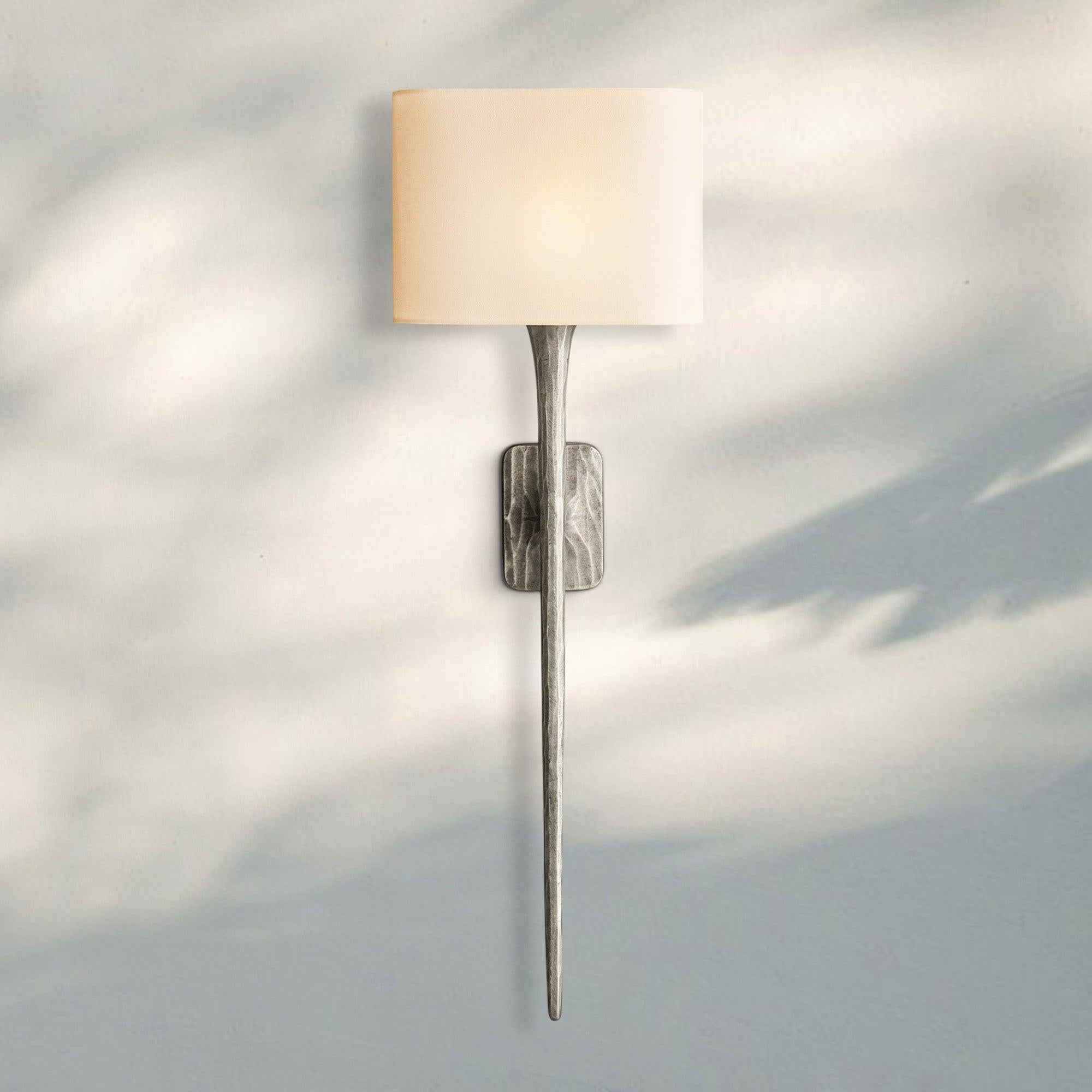 Thaddaus Grand Shaded Sconce-Forged Pewter-