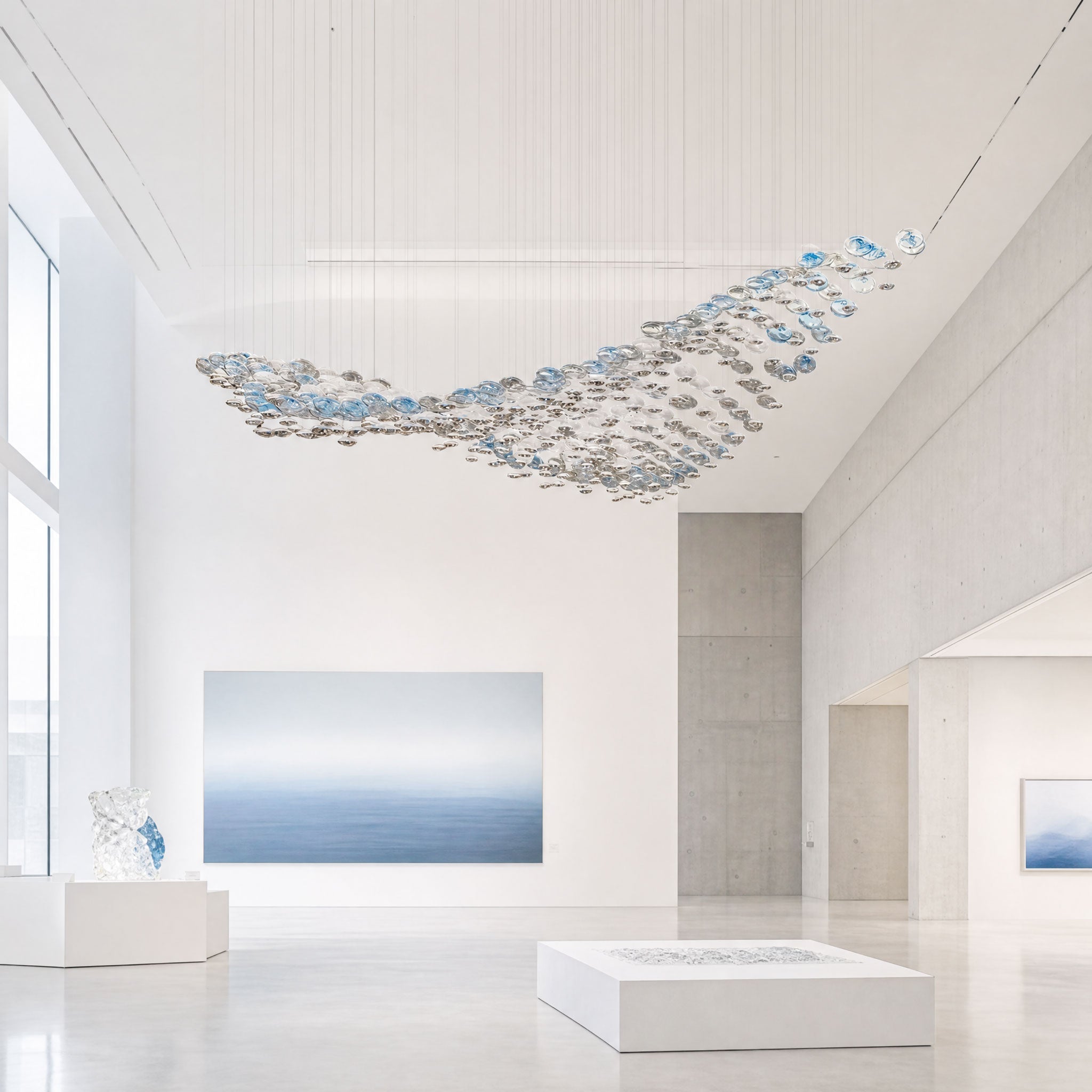 The Flying Surge LED Chandelier | Custom Size & Made-to-Order Lighting for Luxury Homes & Commercial Spaces - L 98.4" x W 47.2" x H 78.7" / L 250 x W 120cm x H 200cmBlue & GreyWarm LightBlushlighting