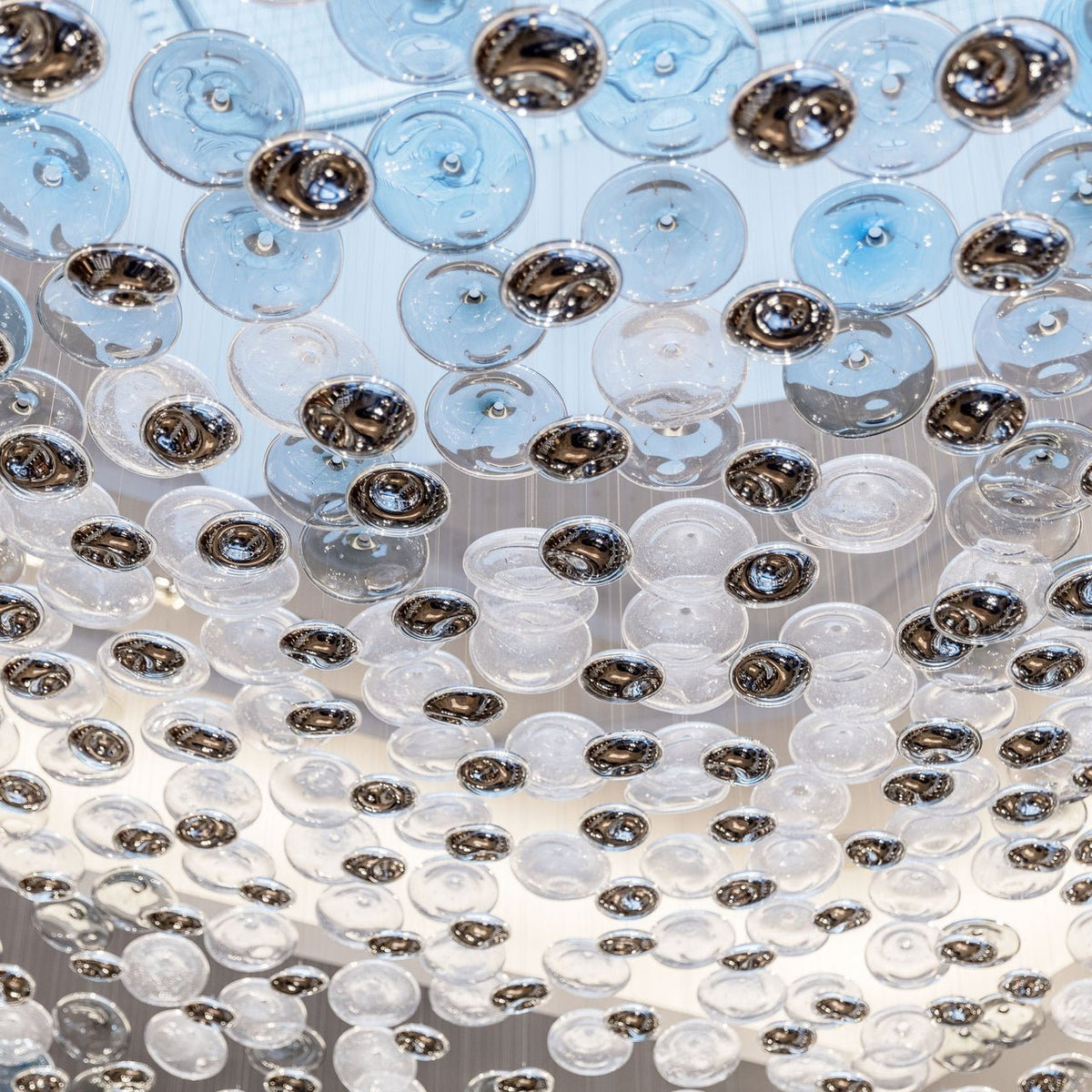The Flying Surge LED Chandelier | Custom Size & Made-to-Order Lighting for Luxury Homes & Commercial Spaces - L 98.4" x W 47.2" x H 78.7" / L 250 x W 120cm x H 200cmBlue & GreyWarm LightBlushlighting