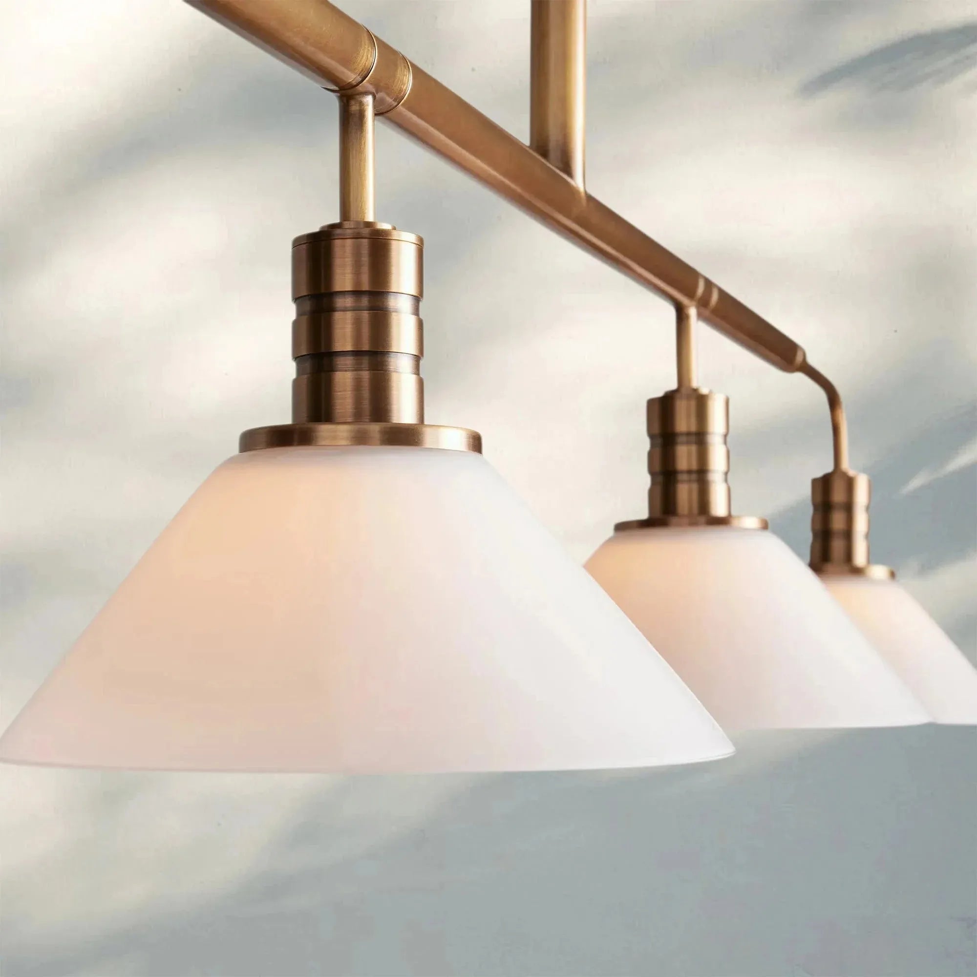 Theron Glass Linear Chandelier - 60"MilkBrassBlushlighting