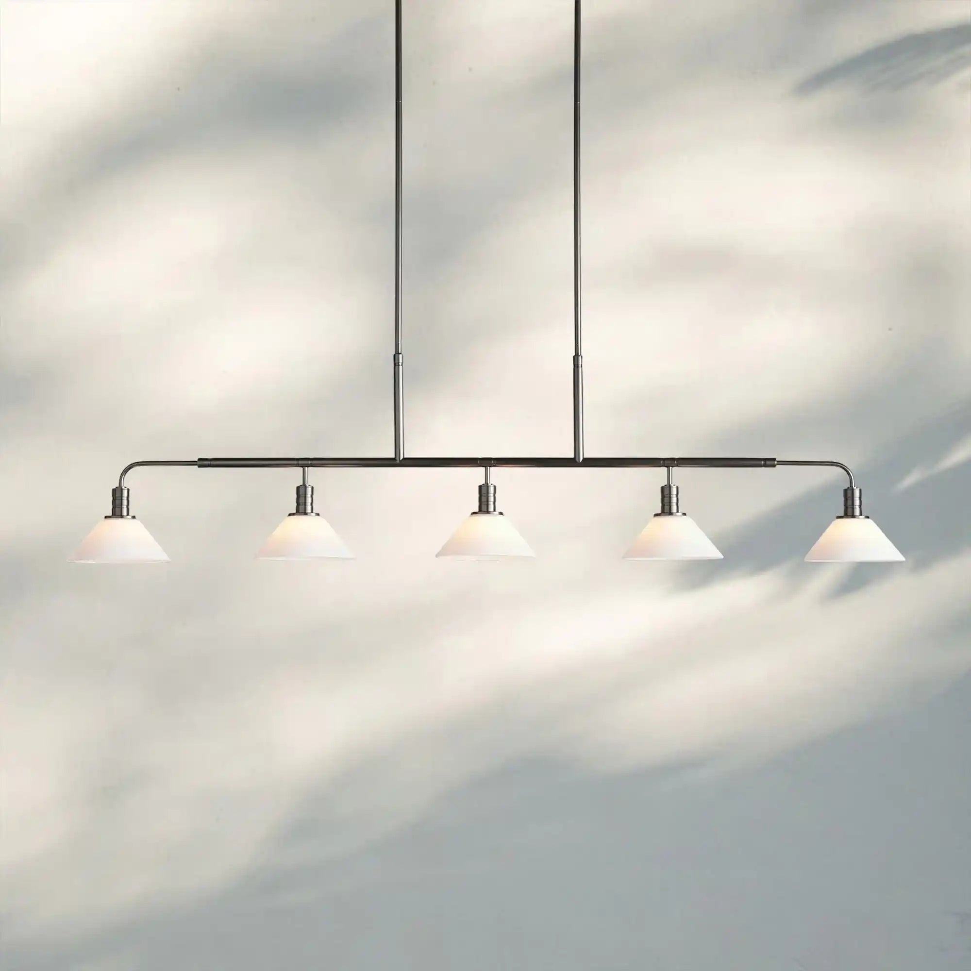 Theron Glass Linear Chandelier - 60"MilkBronzeBlushlighting