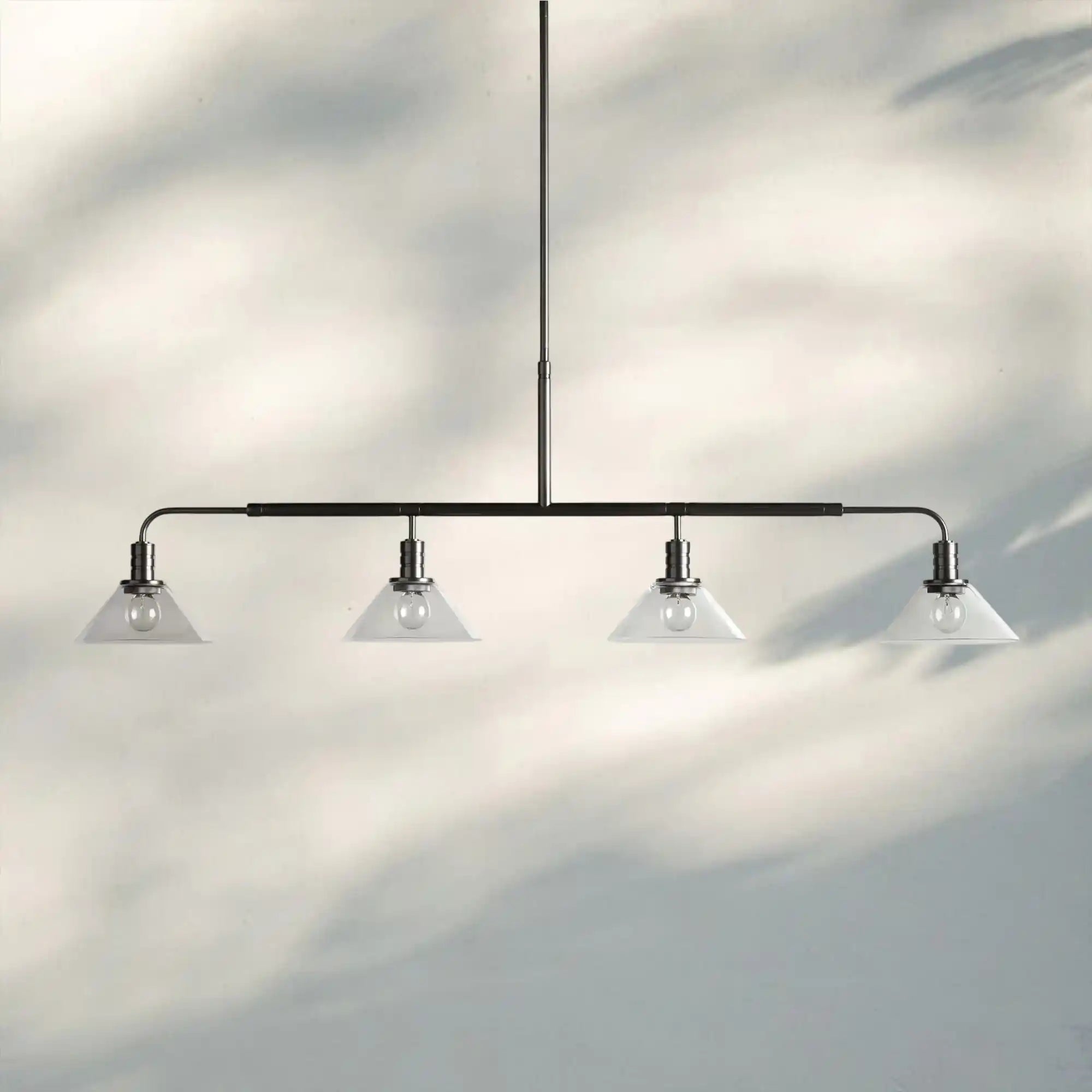 Theron Glass Linear Chandelier - 60"MilkBronzeBlushlighting