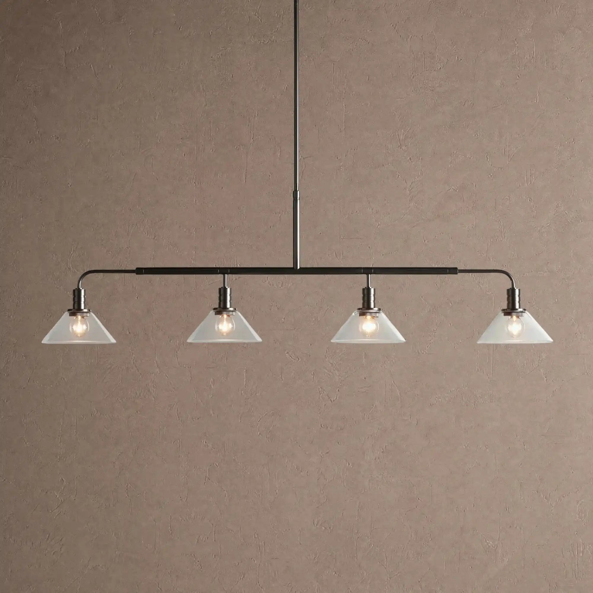 Theron Glass Linear Chandelier - 50"ClearBlackBlushlighting