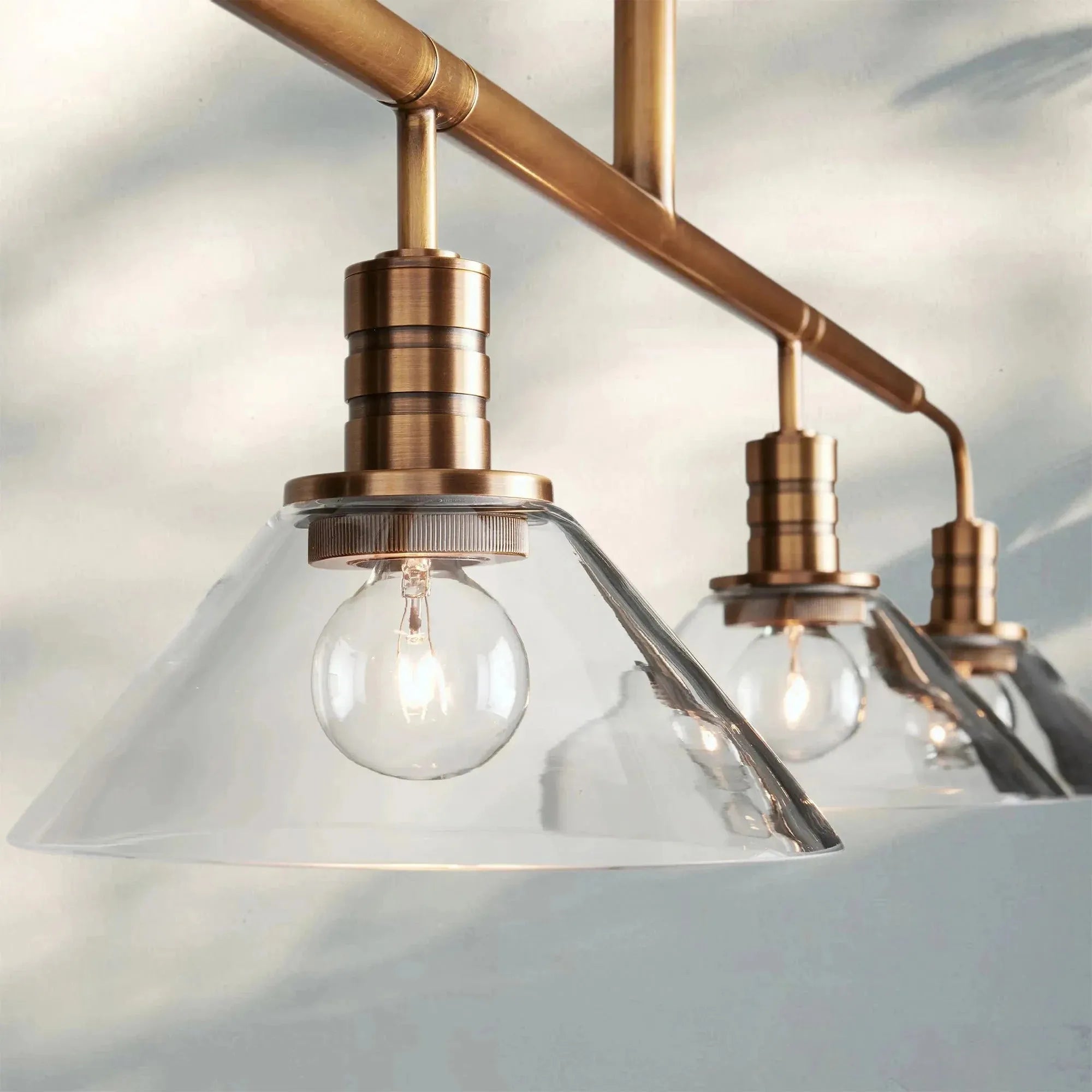 Theron Glass Linear Chandelier - 60"MilkBrassBlushlighting