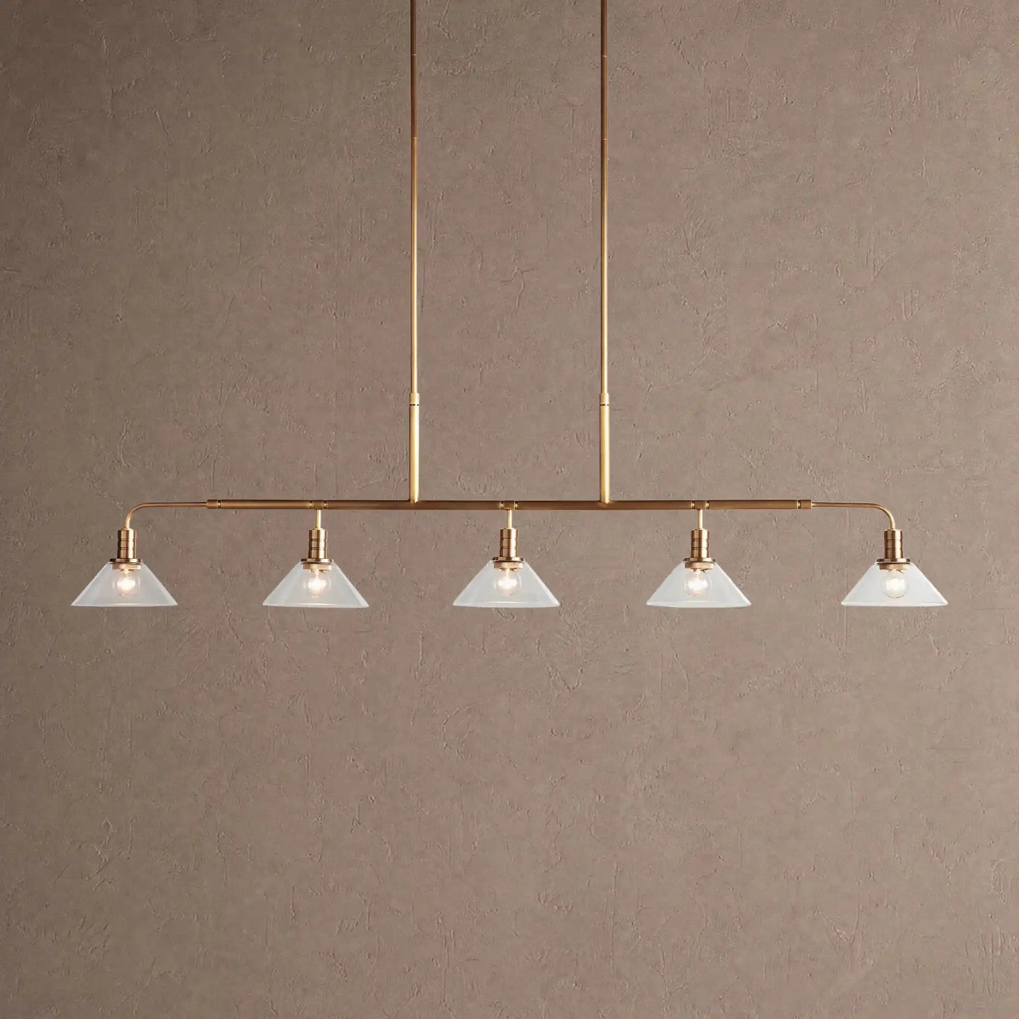 Theron Glass Linear Chandelier - 60"ClearBrassBlushlighting