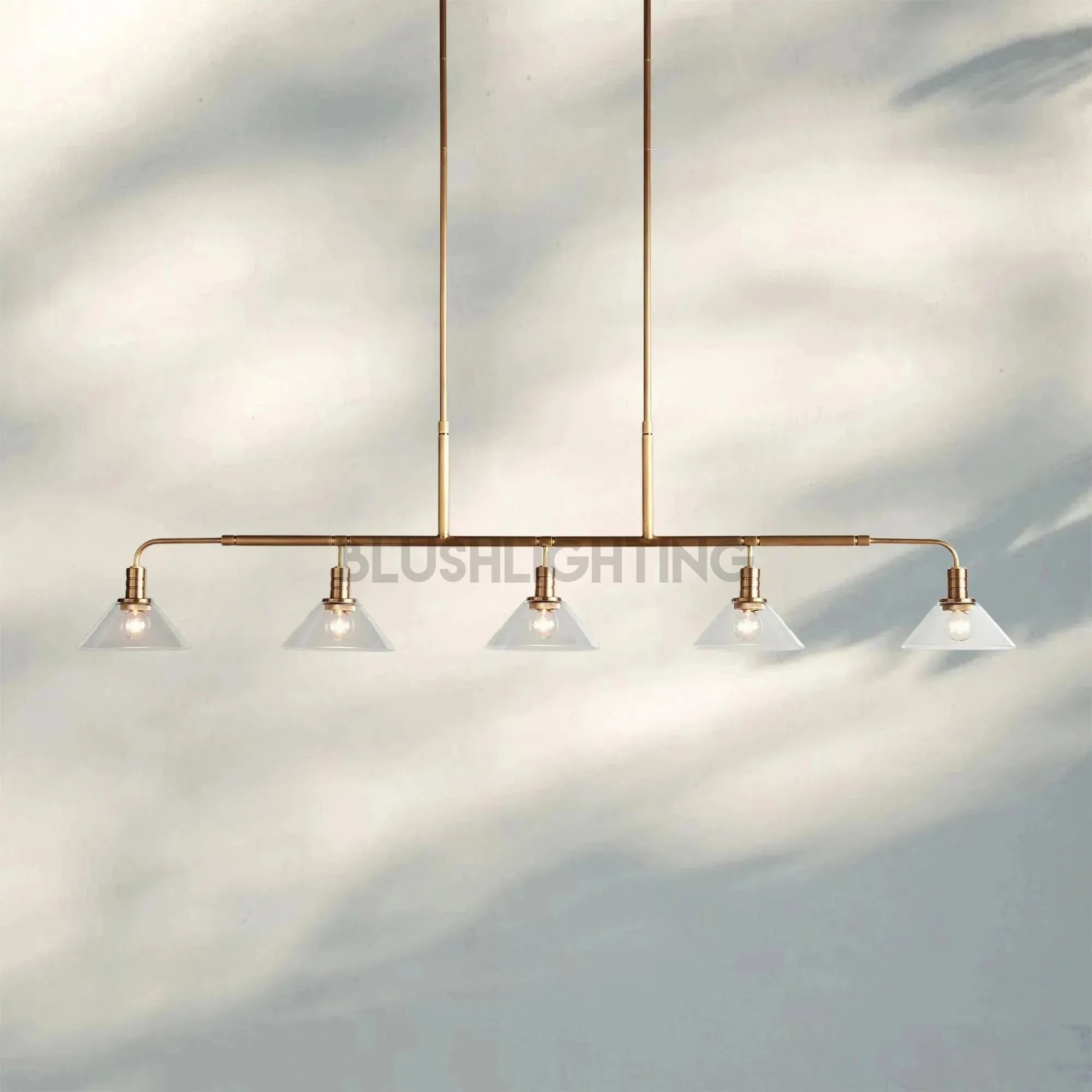 Theron Glass Linear Chandelier - 60"ClearBrassBlushlighting
