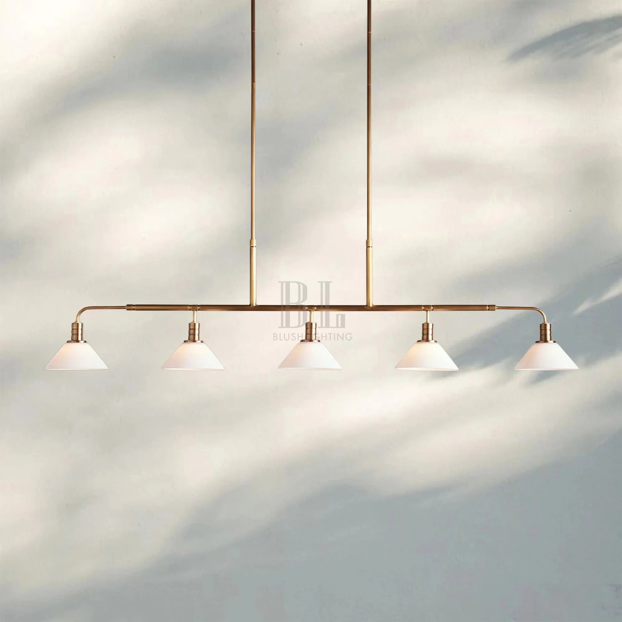 Theron Glass Linear Chandelier - Blushlighting