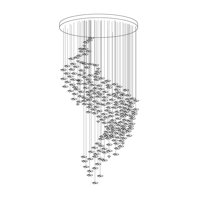 Tidal Art Glass Chandelier (With Canopy) - ∅ 58.3″ x H 118.1″Clear & GoldWarm LightBlushlighting