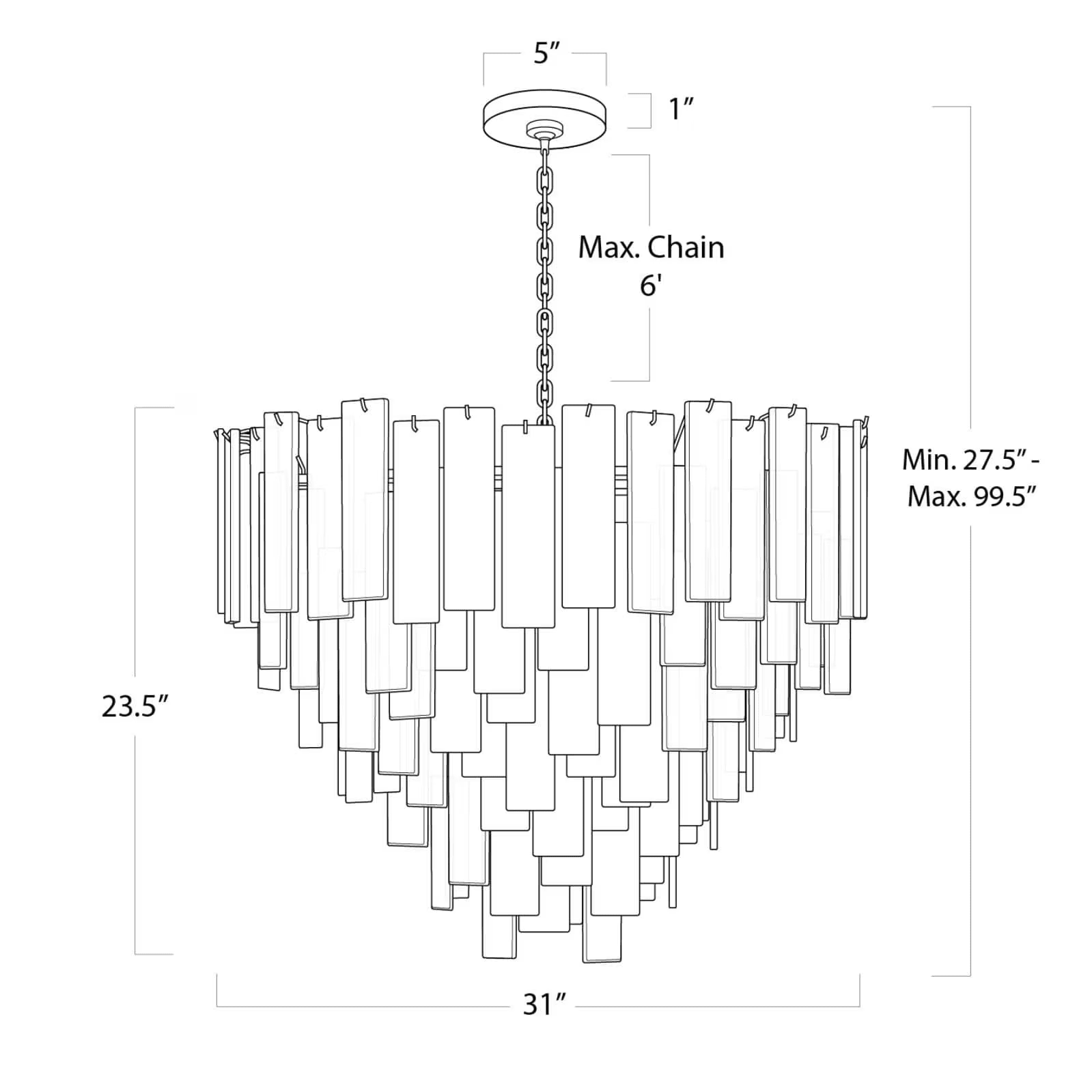 Tidelle Nickel Clear Glass Chandelier Large - Blushlighting