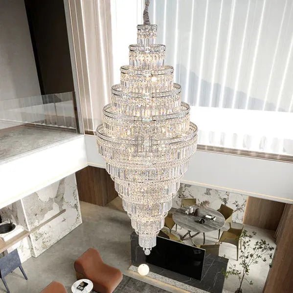 Tiered Crystal Chandelier - Ø59"×H132"ChromeBlushlighting