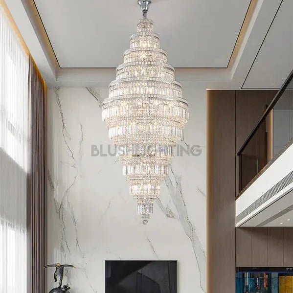 Tiered Crystal Chandelier - Ø33"×H77"ChromeBlushlighting