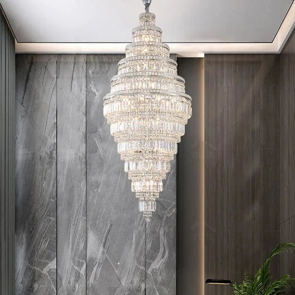 Tiered Crystal Chandelier - Ø59"×H132"ChromeBlushlighting