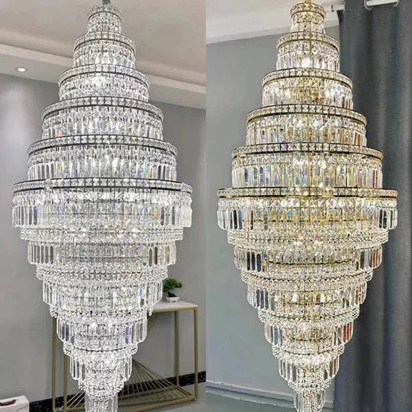 Tiered Crystal Chandelier - Ø47"×H110"ChromeBlushlighting