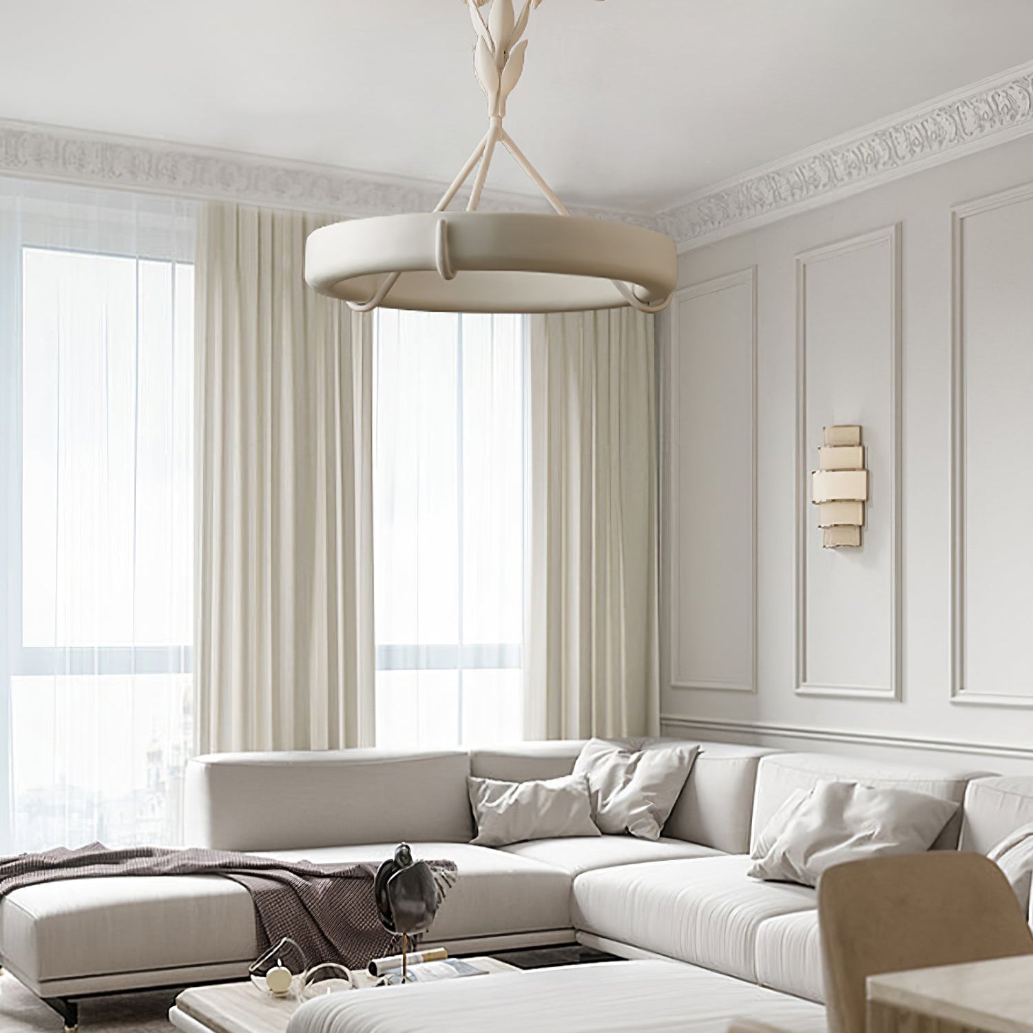 Tinsley Plaster Chandelier - D 60cm x H 60cm / ∅ 23.6″ x H 23.6″WhiteWarm WhiteBlushlighting