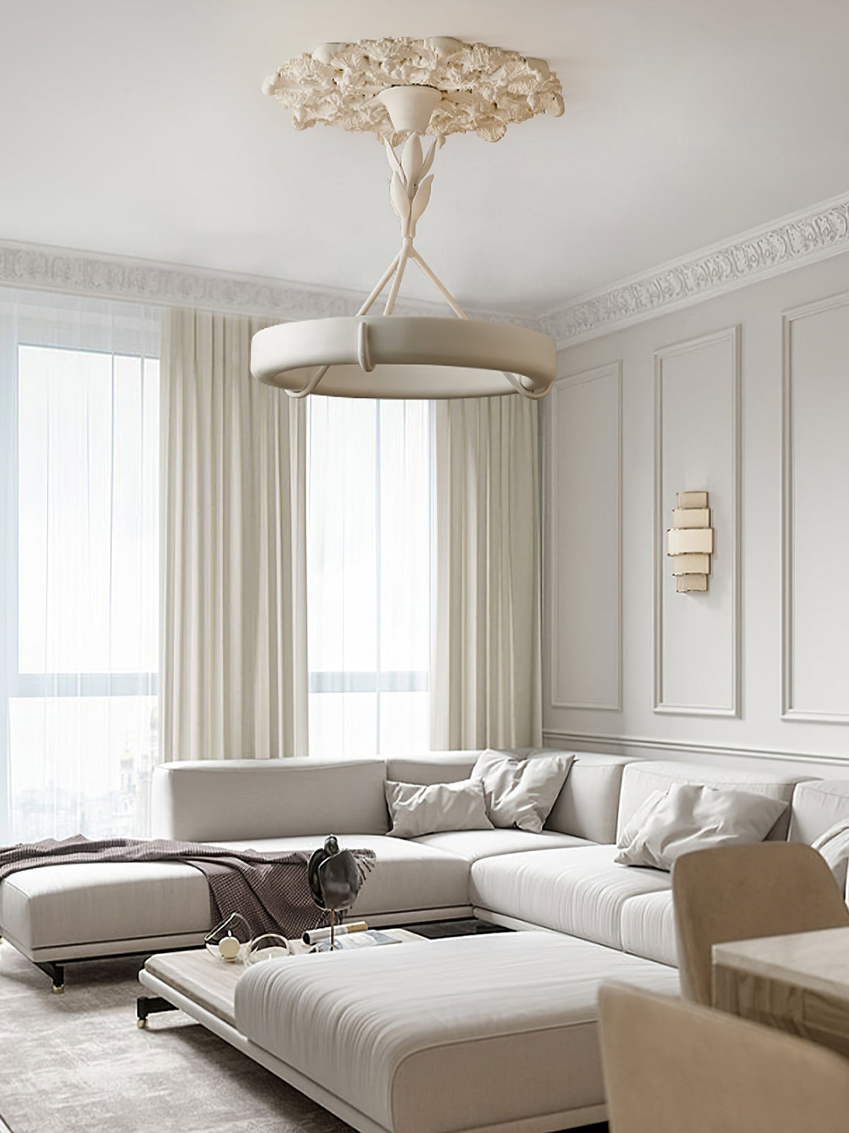 Tinsley Plaster Chandelier - D 60cm x H 60cm / ∅ 23.6″ x H 23.6″WhiteWarm WhiteBlushlighting