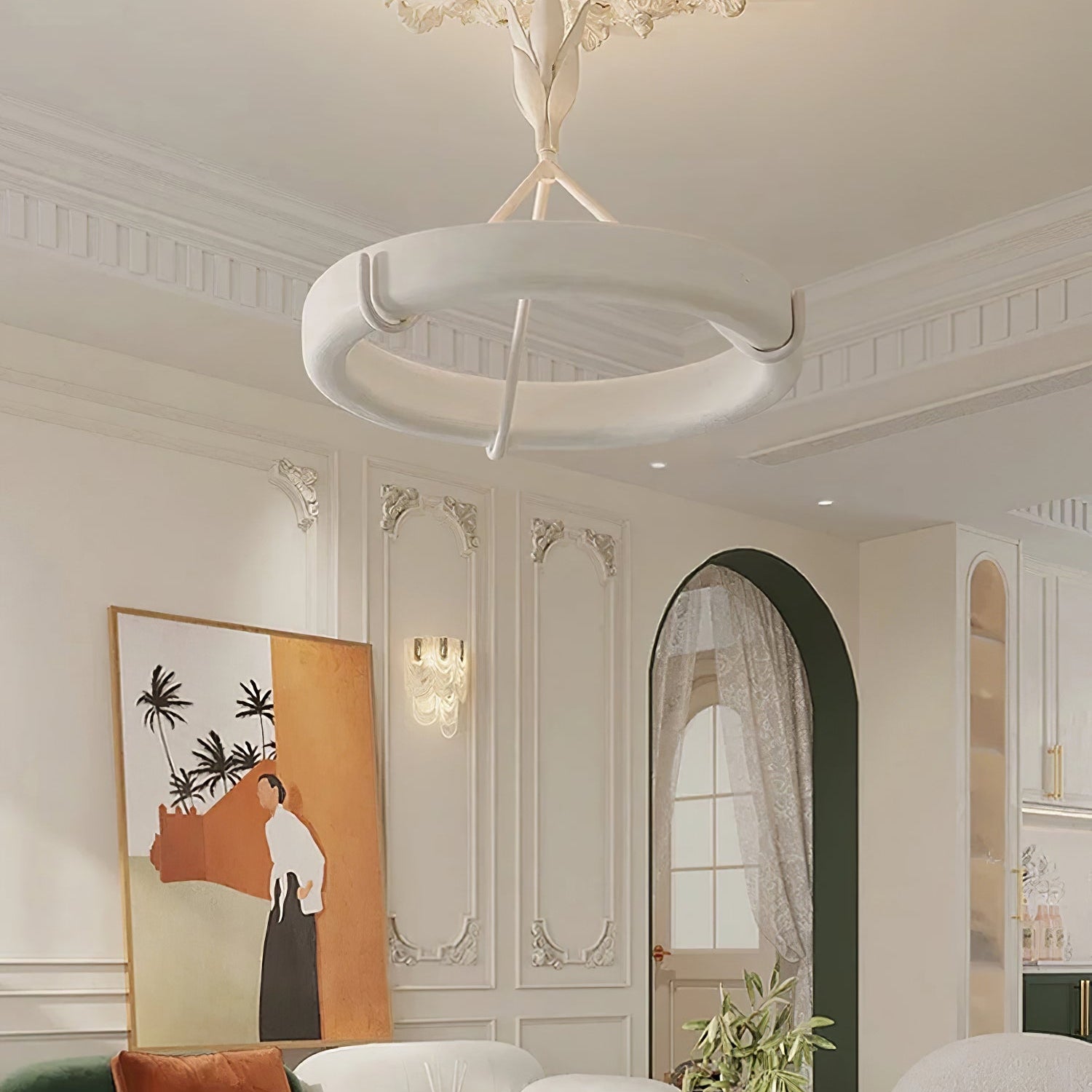 Tinsley Plaster Chandelier - D 60cm x H 60cm / ∅ 23.6″ x H 23.6″WhiteWarm WhiteBlushlighting