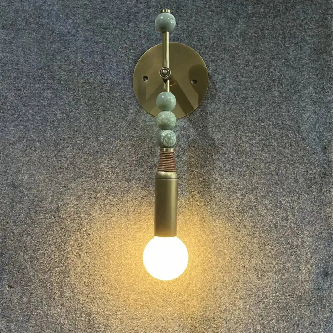 Toam Wall Lamp - D 5.9" x W 4.5" x H 18.9"Green Marble & Antique BrassBlushlighting