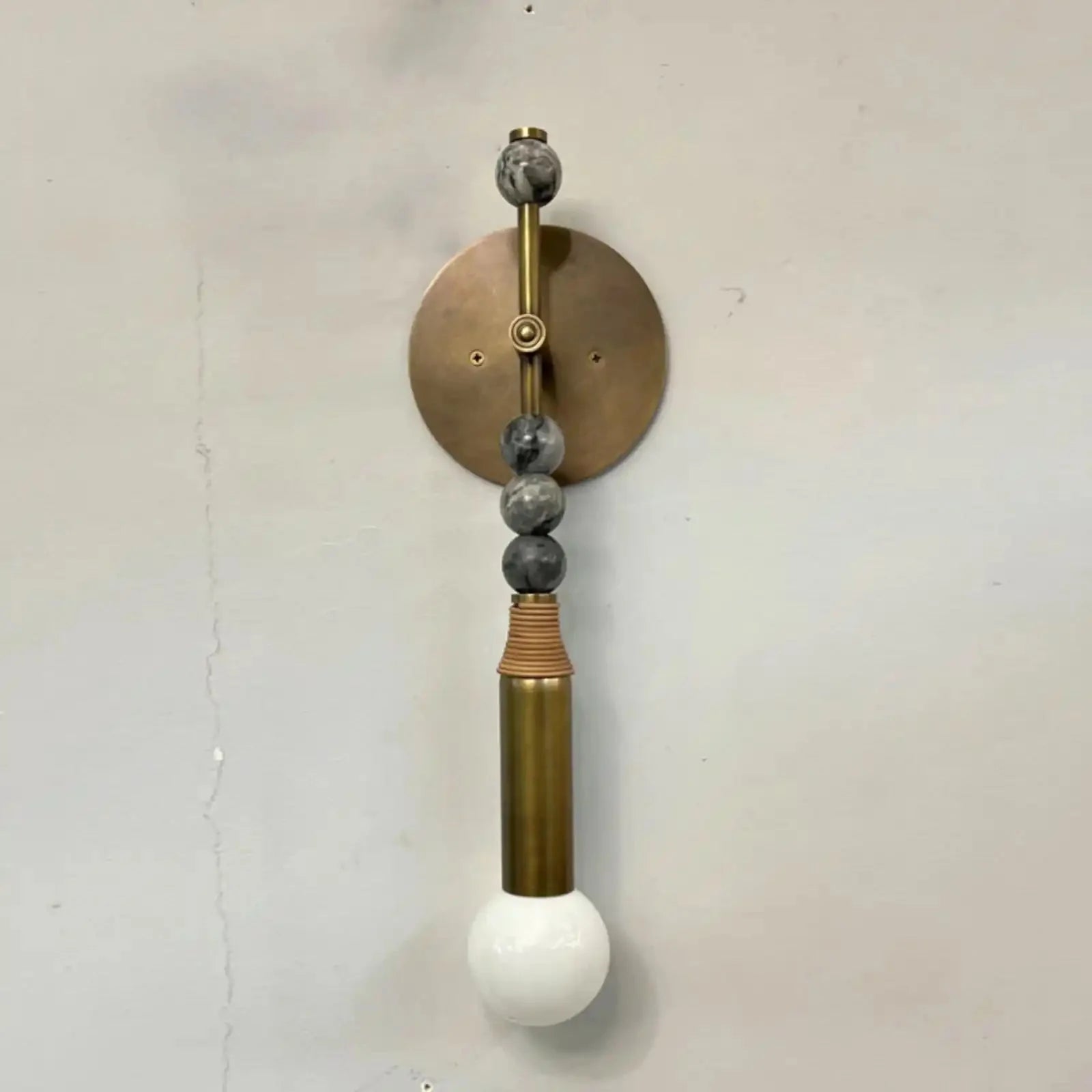 Toam Wall Lamp - D 5.9" x W 4.5" x H 18.9"Green Marble & Antique BrassBlushlighting
