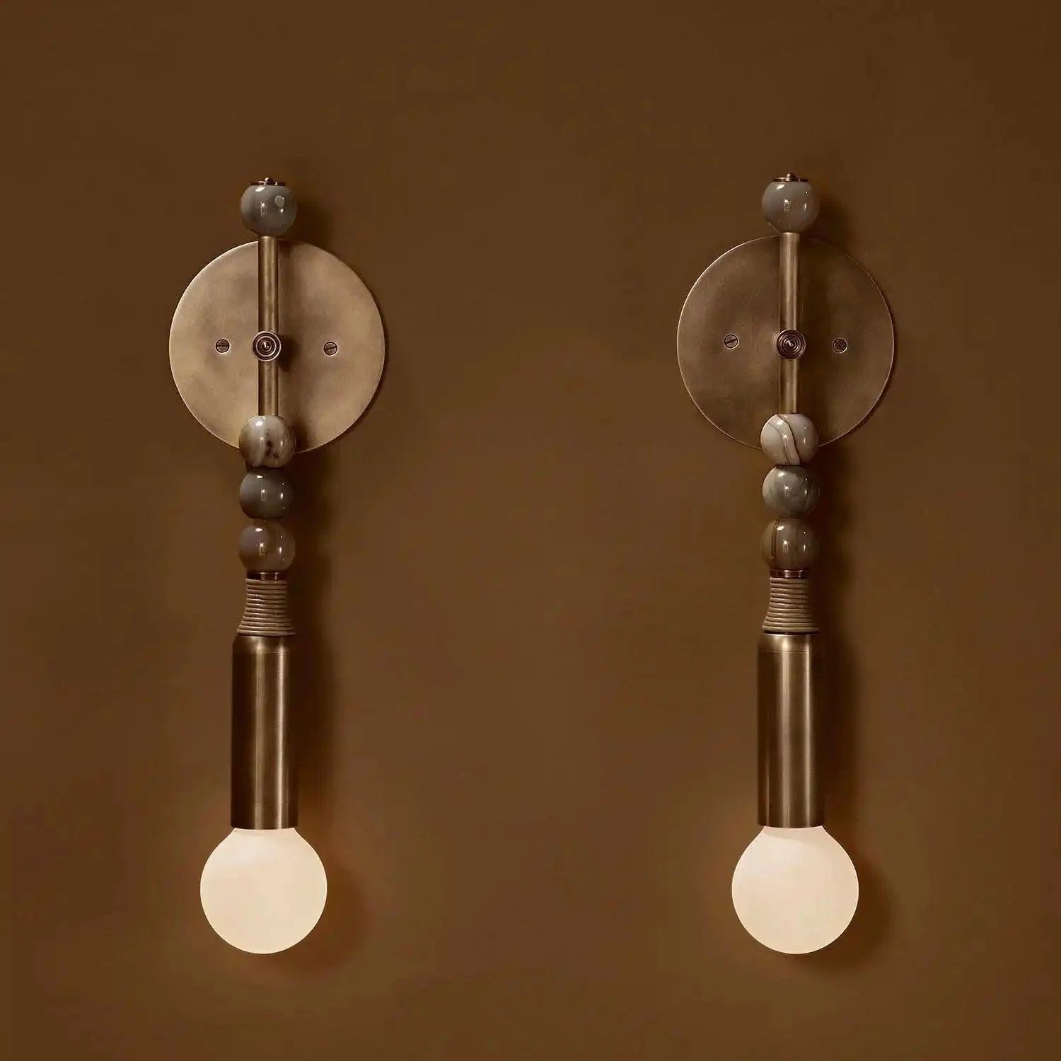 Toam Wall Lamp - D 5.9" x W 4.5" x H 18.9"Green Marble & Antique BrassBlushlighting