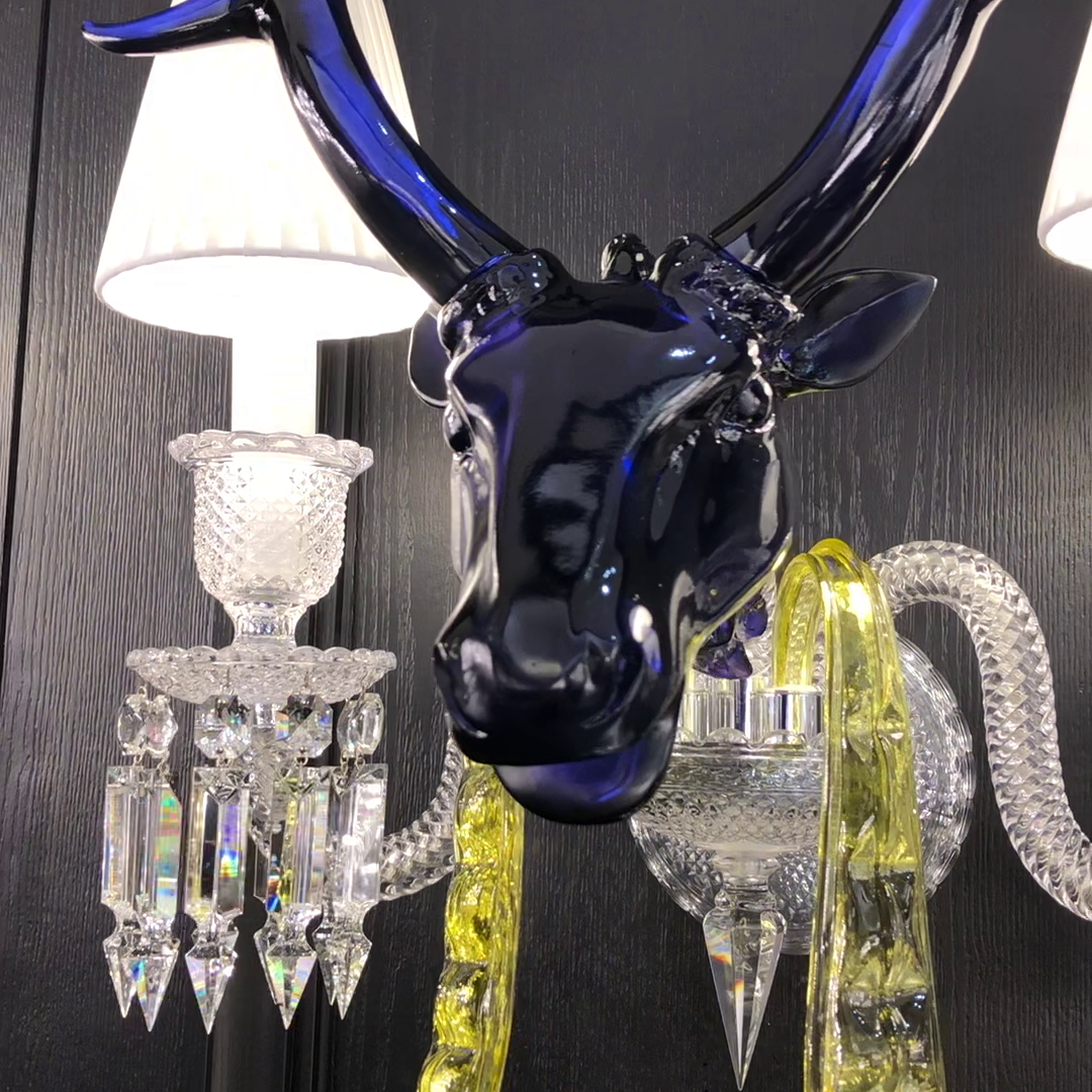 Traditional Colorful Candle Branch Blue Deer Crystal Chandelier for Living Room/Dining Room-Chandeliers-Blushlighting