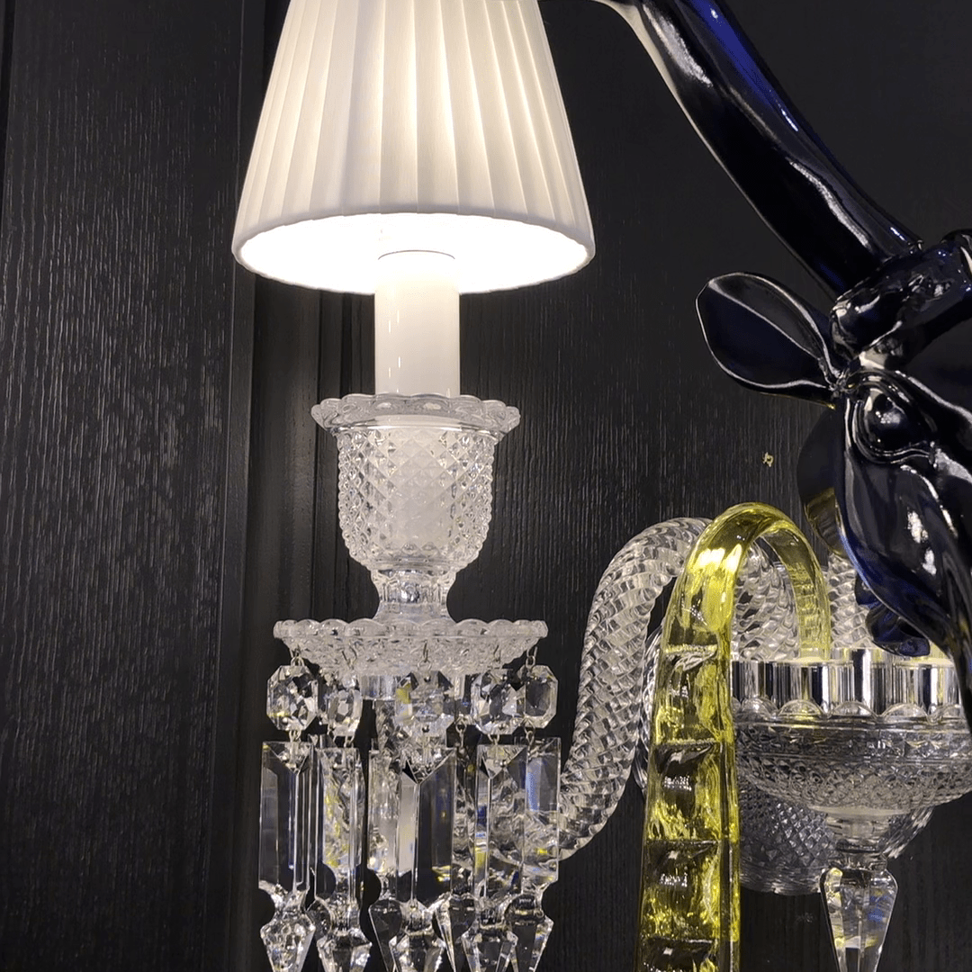 Traditional Colorful Candle Branch Blue Deer Crystal Chandelier for Living Room/Dining Room - Wall Light (2 Lights): D19.7"*H24.8"Warm LightBlushlighting