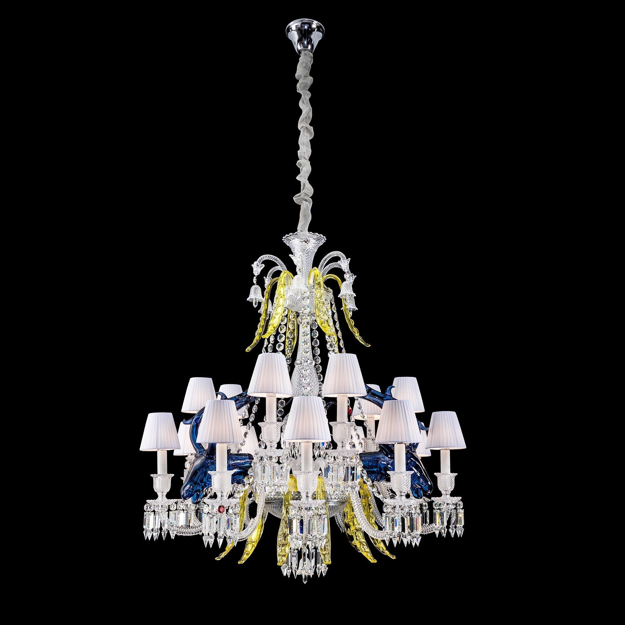 Traditional Colorful Candle Branch Blue Deer Crystal Chandelier for Living Room/Dining Room - 15 Lights: D41.3"*H47.2"Warm LightBlushlighting