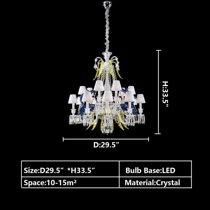 Traditional Colorful Candle Branch Blue Deer Crystal Chandelier for Living Room/Dining Room - 15 Lights: D41.3"*H47.2"Warm LightBlushlighting