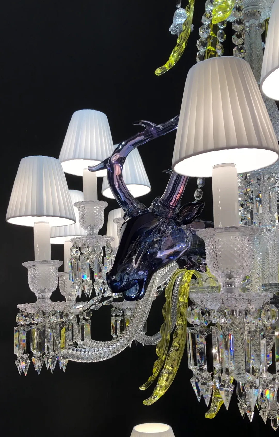 Traditional Colorful Candle Branch Blue Deer Crystal Chandelier for Living Room/Dining Room-Chandeliers-Blushlighting