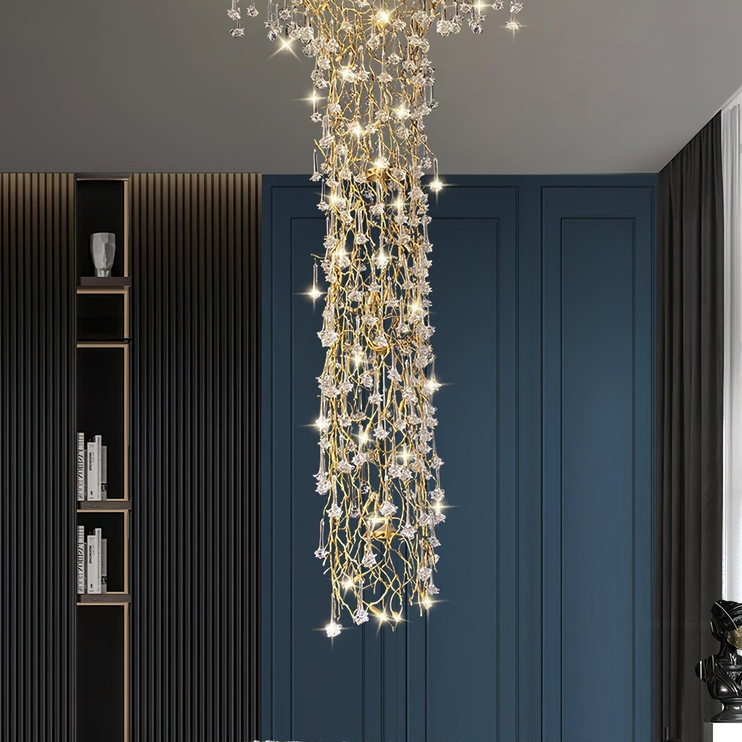 Tree Branch Staircase Chandelier - ∅ 59″ x H 141.7″ / Dia 150cm x H 360cmBrasssuitable for spaces over 12 feet(Weight over 300 lbs )Blushlighting