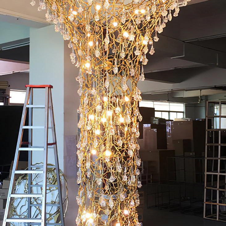Tree Branch Staircase Chandelier - ∅ 59″ x H 141.7″ / Dia 150cm x H 360cmBrasssuitable for spaces over 12 feet(Weight over 300 lbs )Blushlighting