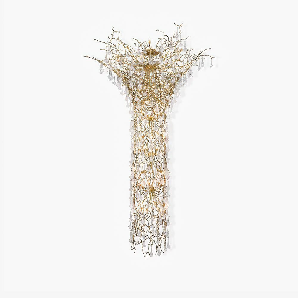 Tree Branch Staircase Chandelier - ∅ 59″ x H 141.7″ / Dia 150cm x H 360cmBrasssuitable for spaces over 12 feet(Weight over 300 lbs )Blushlighting