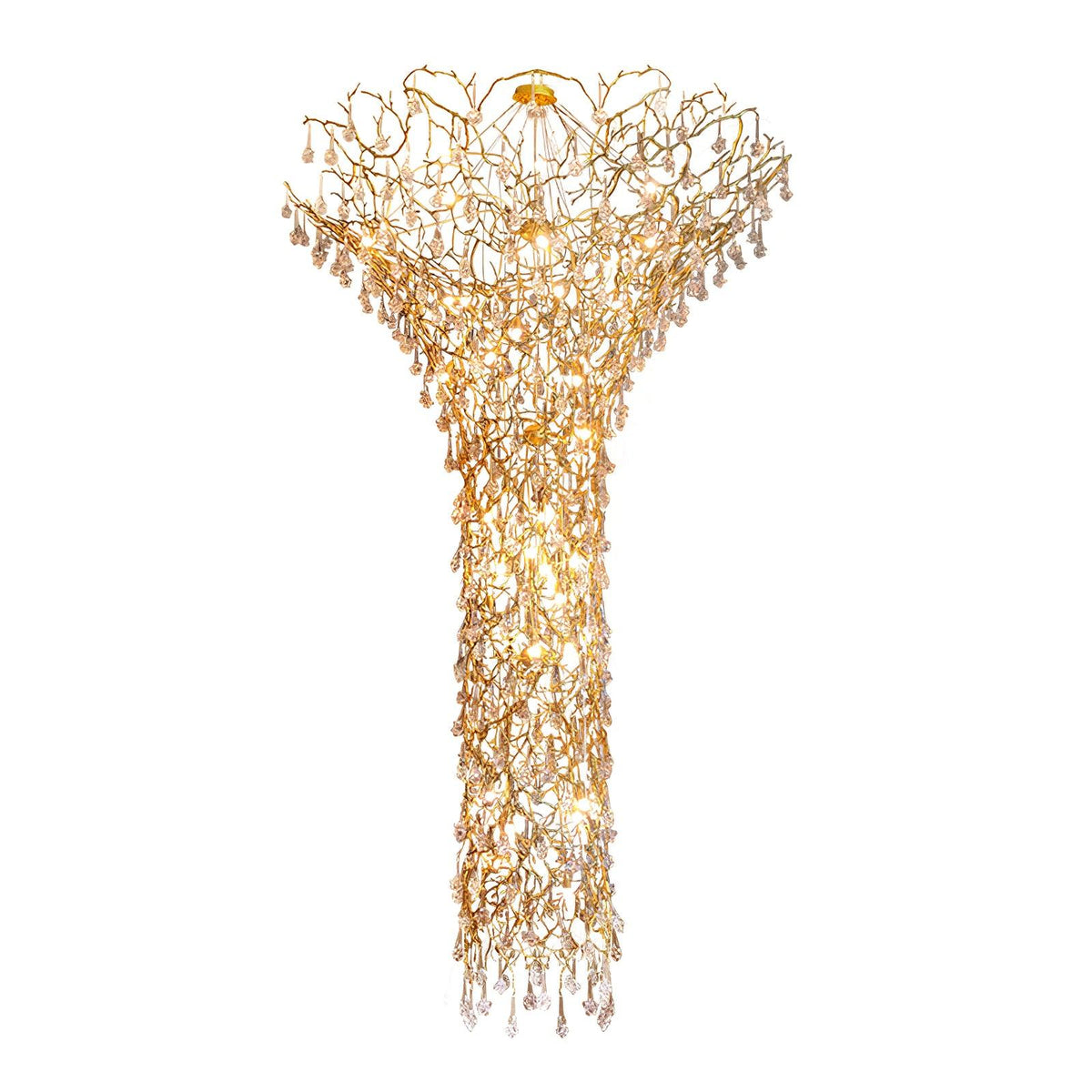 Tree Branch Staircase Chandelier - ∅ 59″ x H 141.7″ / Dia 150cm x H 360cmBrasssuitable for spaces over 12 feet(Weight over 300 lbs )Blushlighting